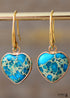 Boho Earrings, Dangle Earrings, Heart Jaspers Dangle Earring